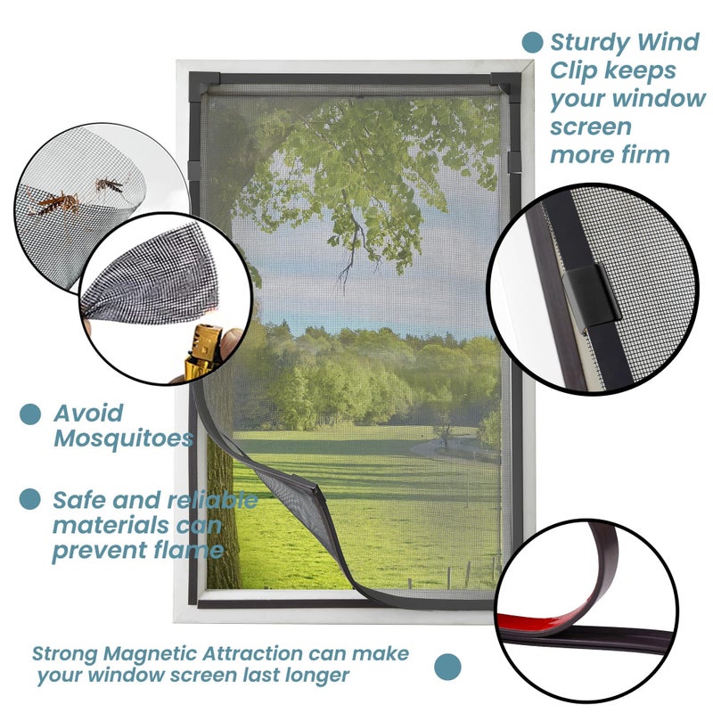 BAFLOTEX DIY Magnetic Window Screen Replacement Adjustable Mesh Screen 55"H*36"W with Magnets Fits Any Size White Frames with Grey Fiberglass Screen - Image 5